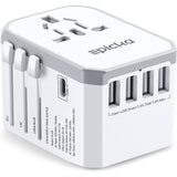 EPICKA Universal Travel Adapter, European Travel Plug Adapter - International Power Adapter Worldwide Charger with USB - C & 4 USB - A Ports, Travel Essentials for Italy, Japan, Europe, UK (TA - 105, White)