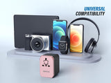 EPICKA Universal Travel Adapter, European Travel Plug Adapter - International Power Adapter Worldwide Charger with USB - C & 4 USB - A Ports, Travel Essentials for Italy, UK, Japan (TA - 105, Rose Gold)