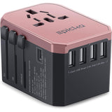 EPICKA Universal Travel Adapter, European Travel Plug Adapter - International Power Adapter Worldwide Charger with USB - C & 4 USB - A Ports, Travel Essentials for Italy, UK, Japan (TA - 105, Rose Gold)