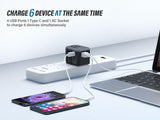 EPICKA Universal Travel Adapter, European Travel Plug Adapter (Not a Voltage Converter) - International Power Adapter Worldwide Charger with USB - C & 4 USB - A Ports, Travel Essentials (TA - 105, Grey)