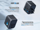 EPICKA Universal Travel Adapter, European Travel Plug Adapter (Not a Voltage Converter) - International Power Adapter Worldwide Charger with USB - C & 4 USB - A Ports, Travel Essentials (TA - 105, Grey)