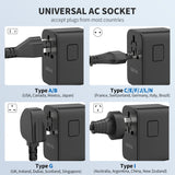 EPICKA Universal Travel Adapter, GaN International Plug Adapter with 3 USB - C 70W PD Fast Charging & 2 USB - A Adaptor All - in - one Wall Charger for USA EU UK AUS (TA - 105 Pro, Black)