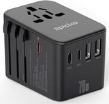 EPICKA Universal Travel Adapter, GaN International Plug Adapter with 3 USB - C 70W PD Fast Charging & 2 USB - A Adaptor All - in - one Wall Charger for USA EU UK AUS (TA - 105 Pro, Black)