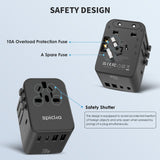 EPICKA Universal Travel Adapter, GaN International Plug Adapter with 3 USB - C 70W PD Fast Charging & 2 USB - A Adaptor All - in - one Wall Charger for USA EU UK AUS (TA - 105 Pro, Black)