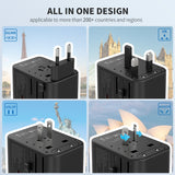EPICKA Universal Travel Adapter, GaN International Plug Adapter with 3 USB - C 70W PD Fast Charging & 2 USB - A Adaptor All - in - one Wall Charger for USA EU UK AUS (TA - 105 Pro, Black)