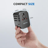 EPICKA Universal Travel Adapter, International Power Adapter with 2 USB - A & 3 USB - C Ports Wall Charger - Worldwide Travel Essentials, European Travel Plug Adapter for UK/US/AU (TA - 105C, Black)