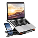 Ergonomic Adjustable Laptop Stand for Desk with Phone Holder & 360° Rotation - Foldable Portable Stand for 10-17