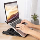 Ergonomic Adjustable Laptop Stand for Desk with Phone Holder & 360° Rotation - Foldable Portable Stand for 10 - 17" Laptops, MacBook Pro 16", Gaming Laptops, Tablets | Heavy - Duty & Ventilated Design