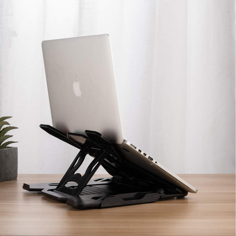 Ergonomic Adjustable Laptop Stand for Desk with Phone Holder & 360° Rotation - Foldable Portable Stand for 10 - 17" Laptops, MacBook Pro 16", Gaming Laptops, Tablets | Heavy - Duty & Ventilated Design