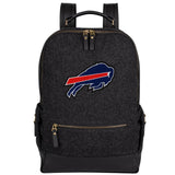 eritage Gear Melton Wool & Bottom Leather Backpack - Book Bag for men & Women, Laptop & Work Backpack for Men - with Chenille Hand Sewn Patch - Buffalo Bills