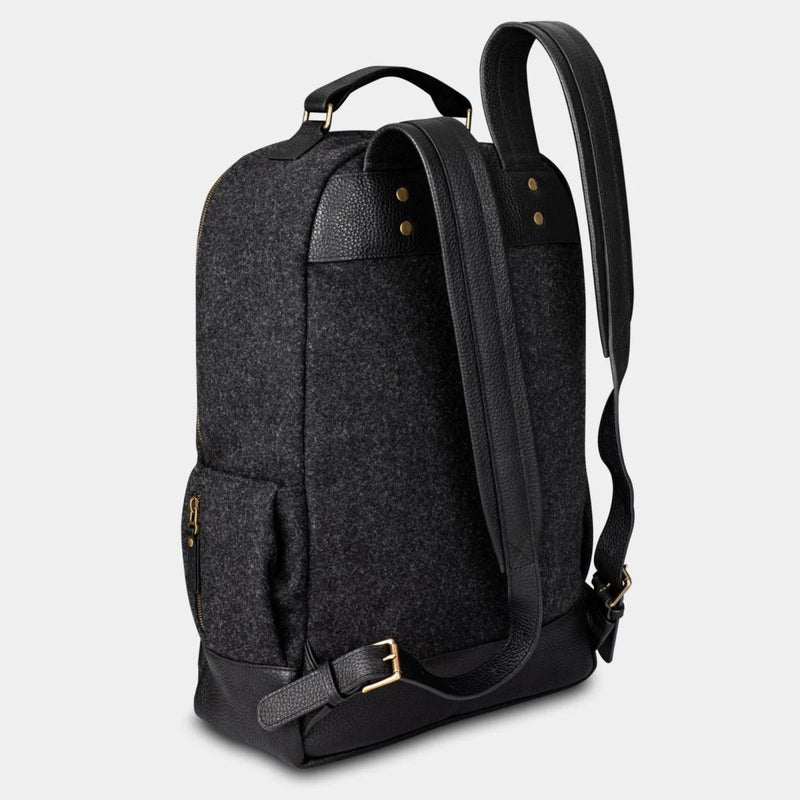 eritage Gear Melton Wool & Bottom Leather Backpack - Book Bag for men & Women, Laptop & Work Backpack for Men - with Chenille Hand Sewn Patch - Buffalo Bills