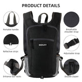 ESDLKH Small Hiking Backpack with Detachable Front Phone Holder, Foldable Packable Back pack with Chest and Waist Strap, Lightweight Daypack for Women Men (Black, 15L)