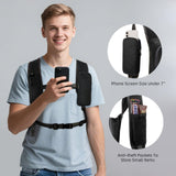 ESDLKH Small Hiking Backpack with Detachable Front Phone Holder, Foldable Packable Back pack with Chest and Waist Strap, Lightweight Daypack for Women Men (Black, 15L)