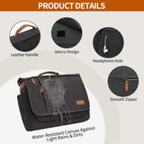 ESTARER 13 - 14 Inch Laptop Messenger Bag Water - Resistant Canvas Shoulder Bag for Business College, Grey