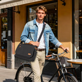 ESTARER 13 - 14 Inch Laptop Messenger Bag Water - Resistant Canvas Shoulder Bag for Business College, Grey