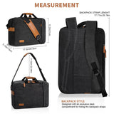 ESTARER 3 In 1 Laptop Bag for Men, 17 - 17.3 Inch Computer Bag Laptop Backpack for Work/Travel/Business, Convertible Briefcase Water Resistant Canvas Messenger Bag (Dark Grey)