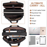 ESTARER 3 In 1 Laptop Bag for Men, 17 - 17.3 Inch Computer Bag Laptop Backpack for Work/Travel/Business, Convertible Briefcase Water Resistant Canvas Messenger Bag (Dark Grey)