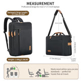 ESTARER 3 In 1 Laptop Bag for Men, 17-17.3 Inch Laptop Backpack Computer Satchel Bag for Work/Travel/Business, Convertible Briefcase Water resistant Nylon Messenger Backpack (Black)