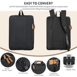 ESTARER 3 In 1 Laptop Bag for Men, 17-17.3 Inch Laptop Backpack Computer Satchel Bag for Work/Travel/Business, Convertible Briefcase Water resistant Nylon Messenger Backpack (Black)
