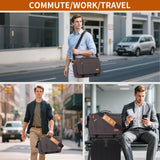 ESTARER Computer Messenger Bag 15 - 15.6 inch, Water - resistant Canvas Work Bag Briefcase, Laptop ShoulderSatchel with Buckles, Grey