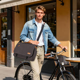 ESTARER Computer Messenger Bag 15 - 15.6 inch, Water - resistant Canvas Work Bag Briefcase, Laptop ShoulderSatchel with Buckles, Grey
