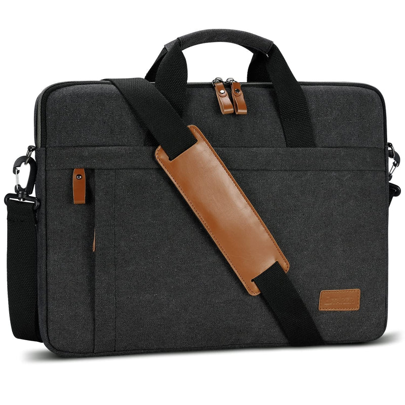 ESTARER Laptop Bag 17 - 17.3 Inch, Computer Bags for Men Water - resistant Canvas Laptop Case Slim Laptop Sleeve Fits Hp/Dell/Asus/Lenovo/Acer, Dark Grey