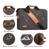 ESTARER Laptop Computer Bag for Men 3 In 1, 17 - 17.3 Inch Laptop Messenger Bag for Business/Work/Travel, Convertible Backpack Briefcase Water resistant Canvas Laptop Backpack (Grey)
