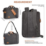 ESTARER Laptop Computer Bag for Men 3 In 1, 17 - 17.3 Inch Laptop Messenger Bag for Business/Work/Travel, Convertible Backpack Briefcase Water resistant Canvas Laptop Backpack (Grey)