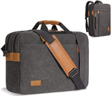 ESTARER Laptop Computer Bag for Men 3 In 1, 17-17.3 Inch Laptop Messenger Bag for Business/Work/Travel, Convertible Backpack Briefcase Water resistant Canvas Laptop Backpack (Grey)