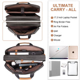 ESTARER Laptop Computer Bag for Men 3 In 1, 17 - 17.3 Inch Laptop Messenger Bag for Business/Work/Travel, Convertible Backpack Briefcase Water resistant Canvas Laptop Backpack (Grey)