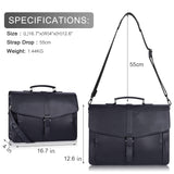 ESTARER Men's Leather Briefcase 15.6 Inch Laptop Computer Bag for Office/Business/Travel, Large Satchel Professional Pu Leather Messenger Shoulder Bag, Black