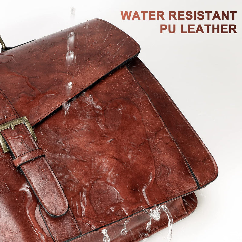 ESTARER Men's Leather Briefcase 15.6 Inch Laptop Messenger Bag for Office/Business/Travel, Professional Leather Computer Briefcase - type Portfolios, Vintage Brown