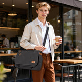 ESTARER Messenger Bag 17 - 17.3 Inch, Men's Computer Satchel Water - resistant Canvas, Teacher Laptop Briefcase for Work Office College, Dark Grey