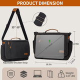 ESTARER Messenger Bag 17 - 17.3 Inch, Men's Computer Satchel Water - resistant Canvas, Teacher Laptop Briefcase for Work Office College, Dark Grey