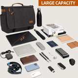 ESTARER Messenger Bag 17 - 17.3 Inch, Men's Computer Satchel Water - resistant Canvas, Teacher Laptop Briefcase for Work Office College, Dark Grey