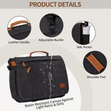ESTARER Messenger Bag 17.3 Inch, Mens Computer Bag for Teacher/College/Work/Travel, Water - resistant Canvas Laptop Bag Satchel Briefcase, Dark Grey