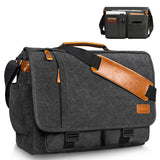 ESTARER Messenger Bag 17.3 Inch, Mens Computer Bag for Teacher/College/Work/Travel, Water - resistant Canvas Laptop Bag Satchel Briefcase, Dark Grey