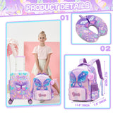Esteemly Kid's Luggage Set 5 Piece Suitcase Set 16" Hardside Luggage with Spinner Wheels Girls Carry on Toddler Travel Rolling Suitcase with Neck Pillow Airline Approved