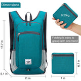 Esup 15L Lightweight Foldable Hiking Backpack for Women Men (Green)