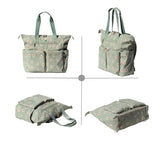 ESVAN Diaper Tote Bag Totepack Backpack 2 in 1 for Women Multifunctional Large Capacity with Insulated Pockets Travel (Corduroy matcha daisy)