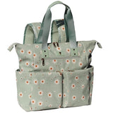 ESVAN Diaper Tote Bag Totepack Backpack 2 in 1 for Women Multifunctional Large Capacity with Insulated Pockets Travel (Corduroy matcha daisy)