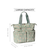 ESVAN Diaper Tote Bag Totepack Backpack 2 in 1 for Women Multifunctional Large Capacity with Insulated Pockets Travel (Corduroy matcha daisy)