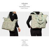 ESVAN Diaper Tote Bag Totepack Backpack 2 in 1 for Women Multifunctional Large Capacity with Insulated Pockets Travel (Corduroy matcha daisy)