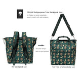 ESVAN Diaper Tote Bag Totepack Backpack Crossbody Bag 3 in 1 for Women Laptop Backpack Multifunctional with Insulated Pockets (Corduroy Dark Green Moon)
