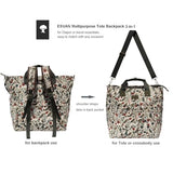 ESVAN Diaper Tote Bag Totepack Backpack Crossbody Bag 3 in 1 for Women Laptop Backpack Multifunctional with Insulated Pockets (Corduroy Leaf Bird)