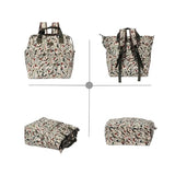 ESVAN Diaper Tote Bag Totepack Backpack Crossbody Bag 3 in 1 for Women Laptop Backpack Multifunctional with Insulated Pockets (Corduroy Leaf Bird)