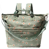 ESVAN Diaper Tote Bag Totepack Backpack Crossbody Bag 3 in 1 for Women Laptop Backpack Multifunctional with Insulated Pockets (Corduroy Matcha Daisy)