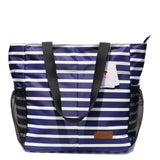 ESVAN Original Floral Water Resistant Tote Bag Large Shoulder Bag with Multi Pockets for Gym Hiking Picnic Travel Beach Daily Bags (Blue - white - flower)
