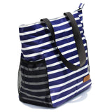 ESVAN Original Floral Water Resistant Tote Bag Large Shoulder Bag with Multi Pockets for Gym Hiking Picnic Travel Beach Daily Bags (Blue - white - flower)
