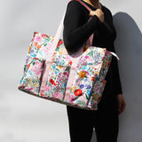 ESVAN Utility Tote Bag with Zip Top Waterproof Teacher Tote Bag for Teacher Work Women Beach (J)